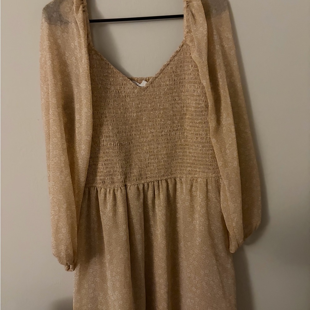 Japna Beige Long Sleeve Dress